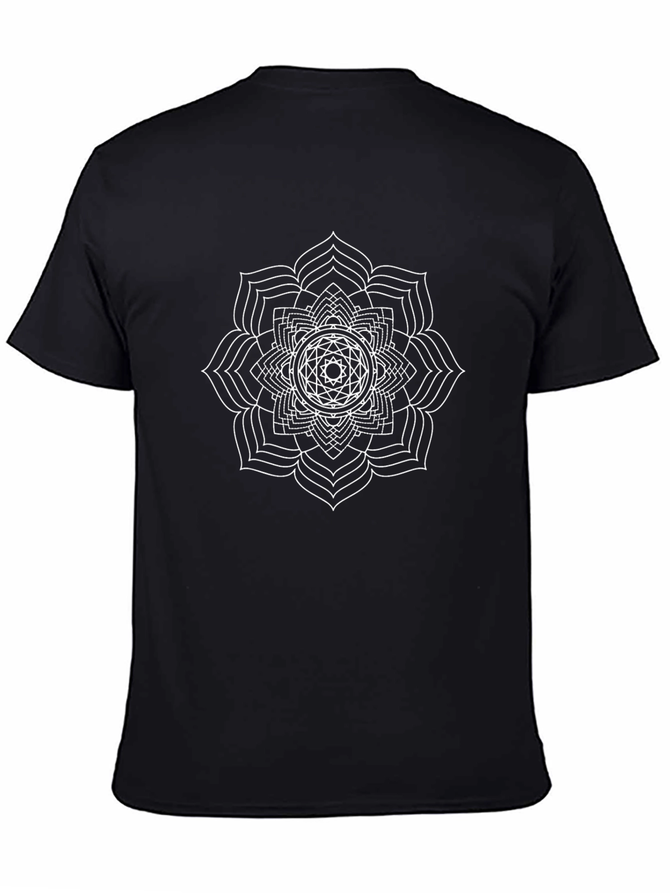 Geometric Mandala Graphic Tee - Black