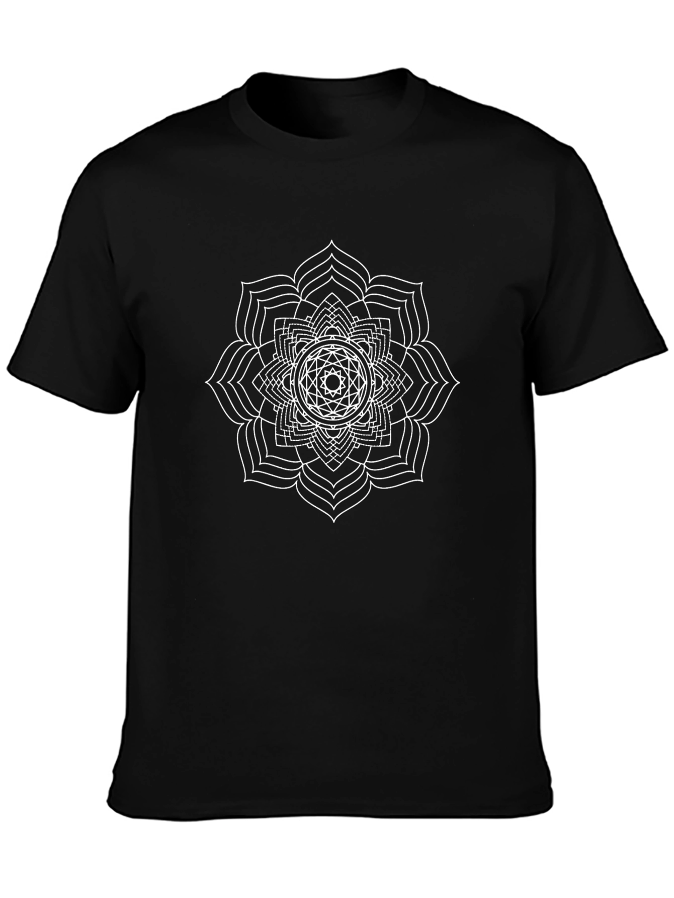 Geometric Mandala Graphic Tee - Black
