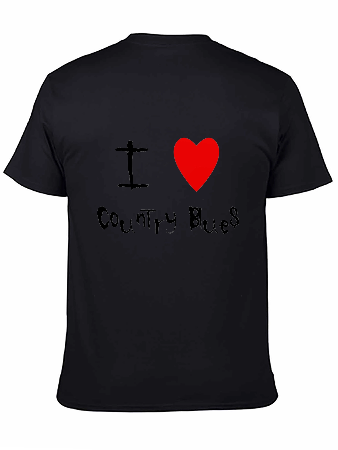 I Heart Country Blues Black T-Shirt