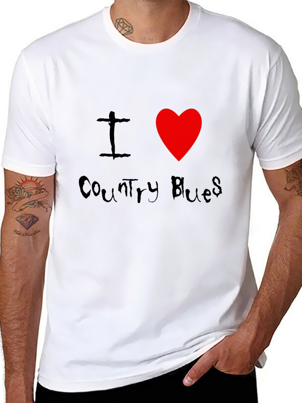 I Heart Country Blues Black T-Shirt