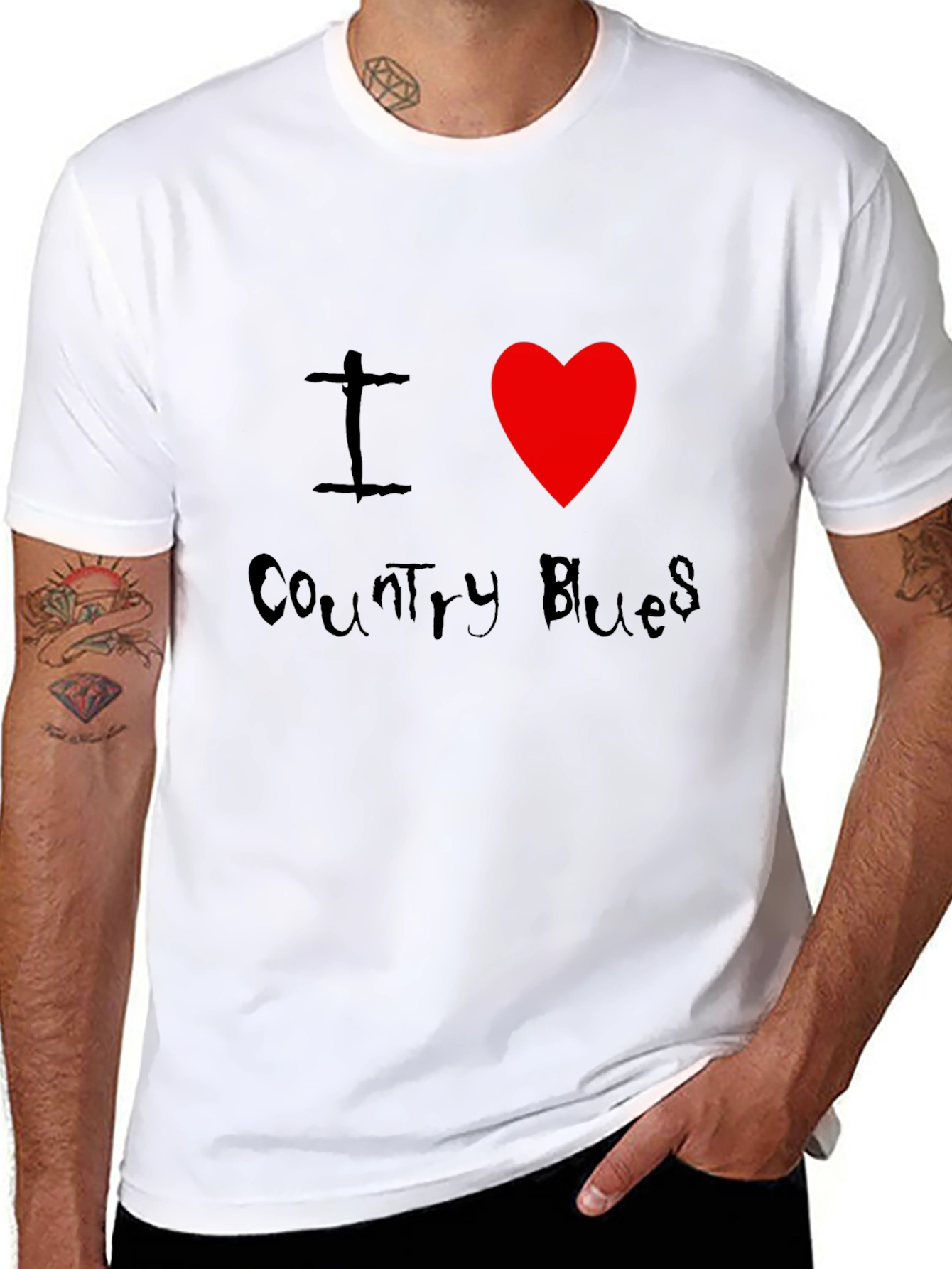 I Heart Country Blues Black T-Shirt