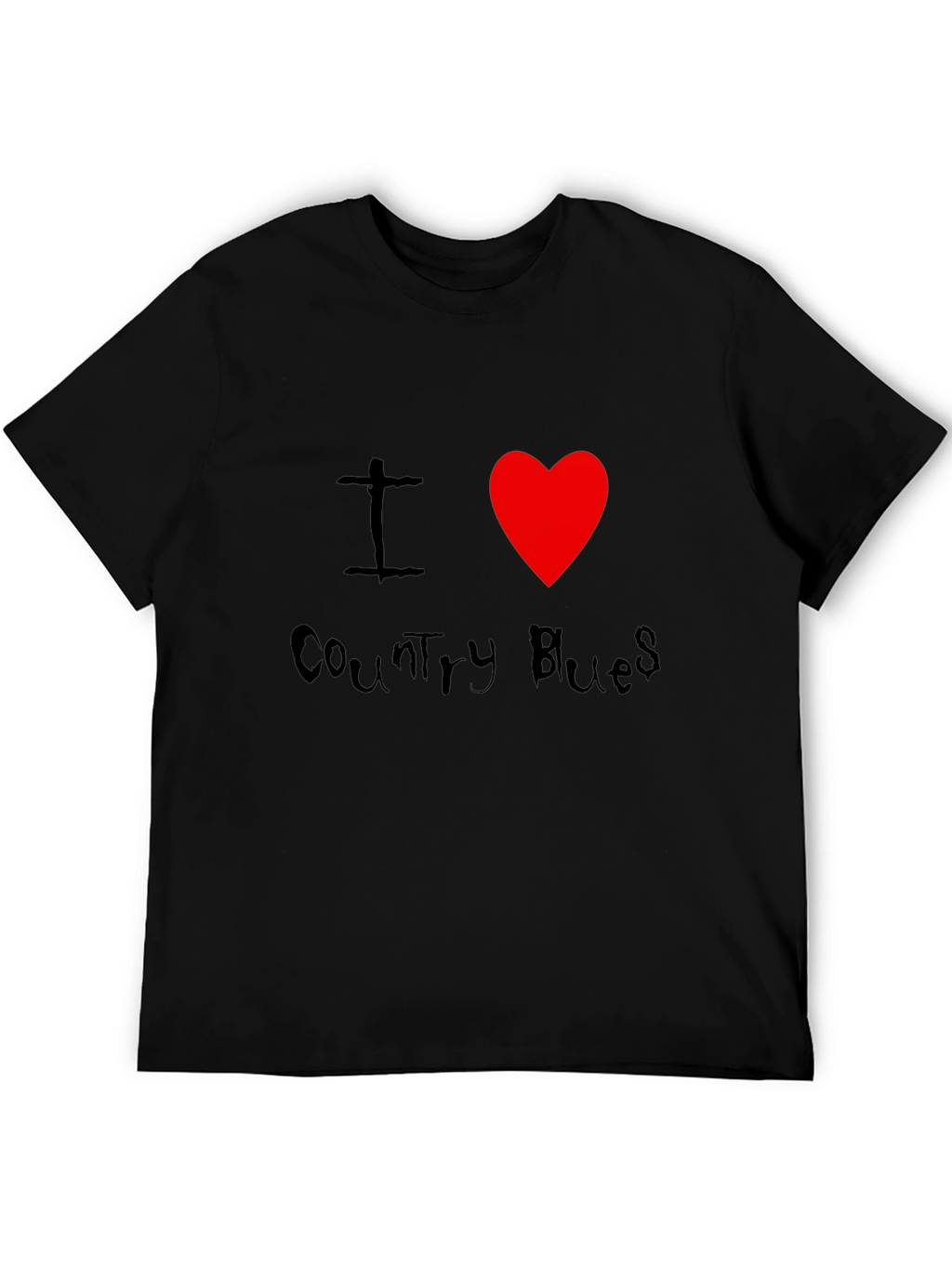 I Heart Country Blues Black T-Shirt