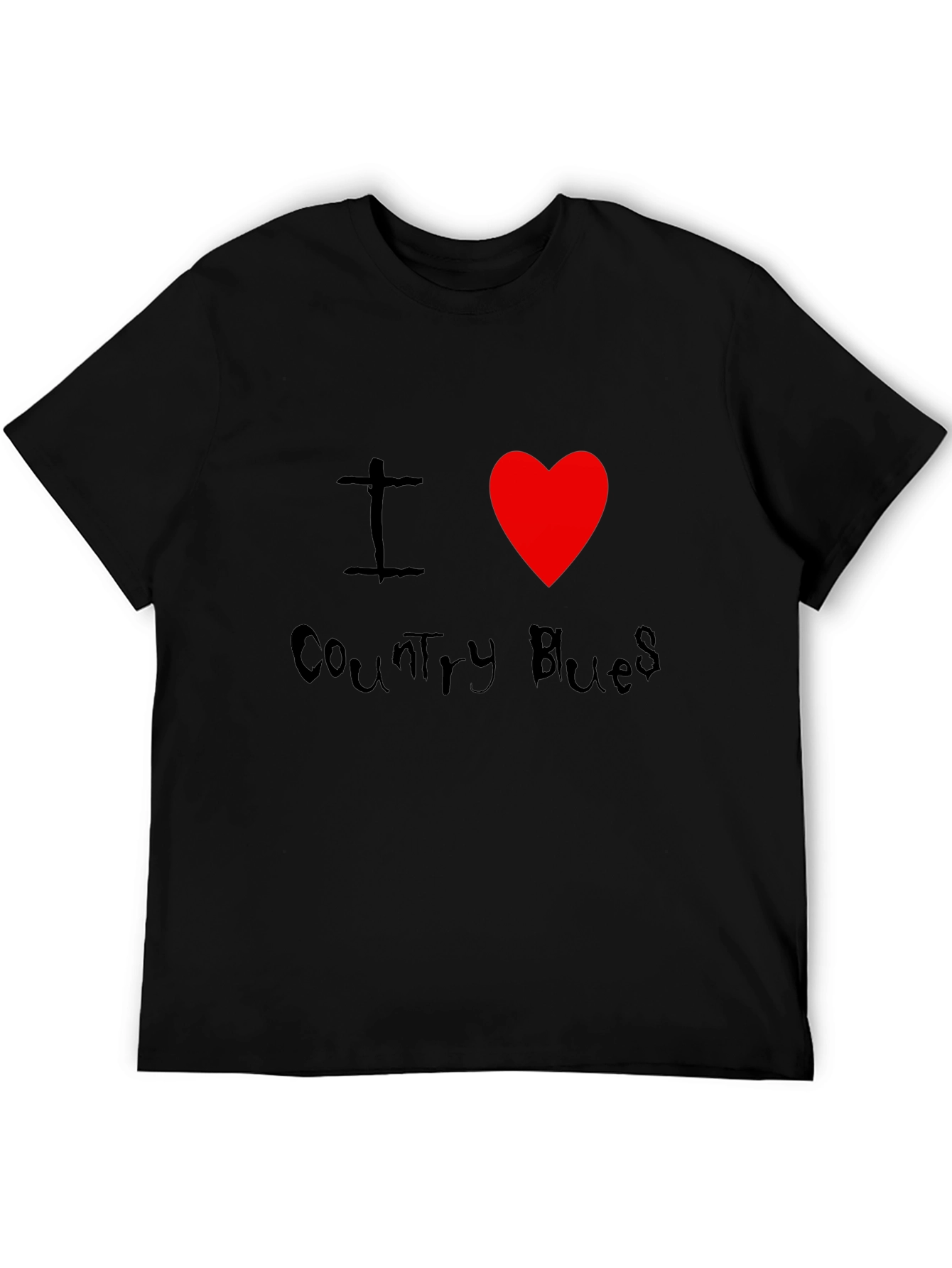I Heart Country Blues Black T-Shirt