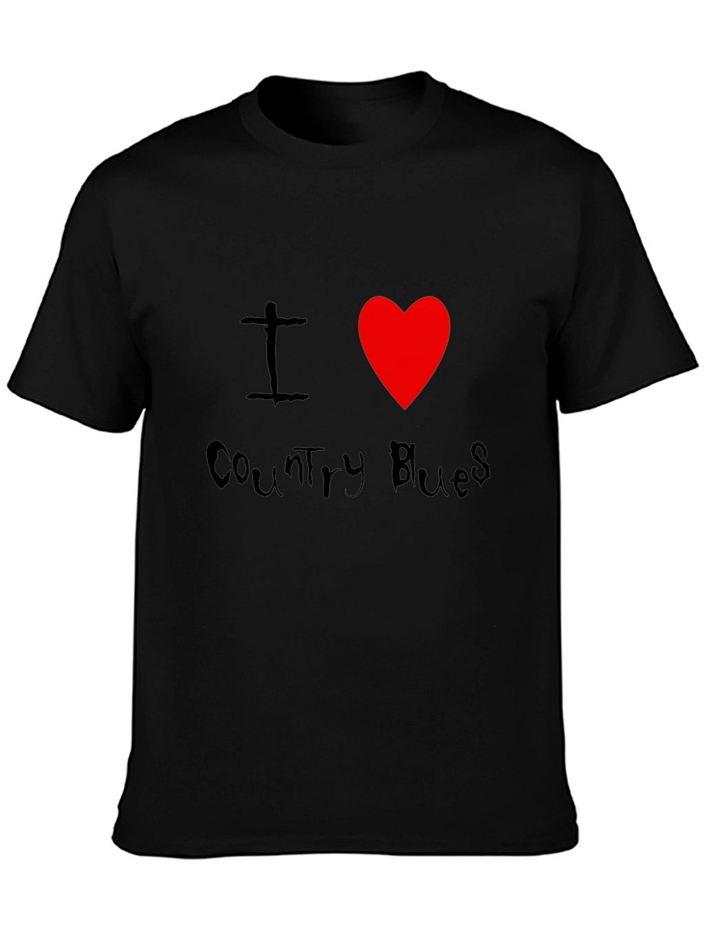 I Heart Country Blues Black T-Shirt