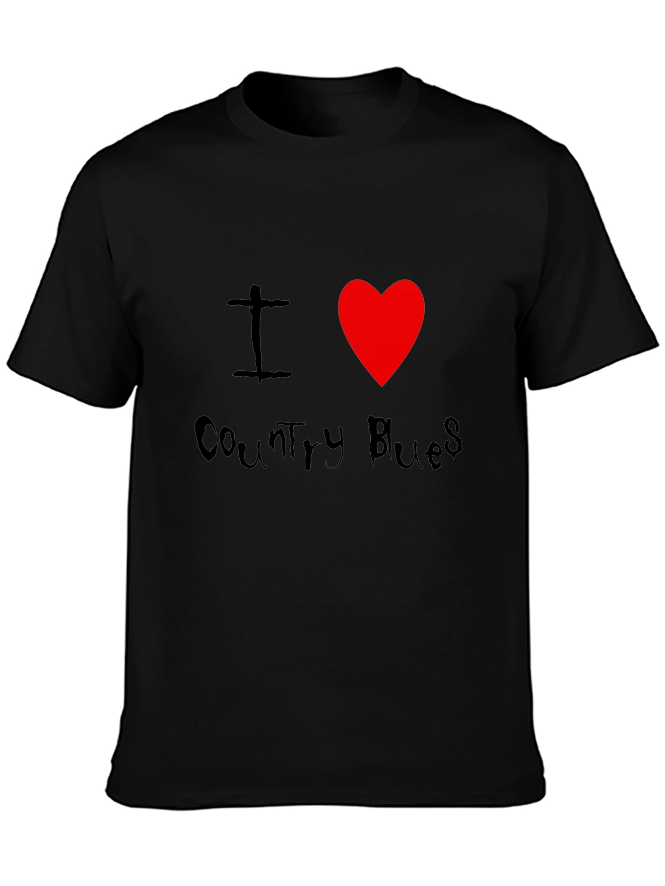 I Heart Country Blues Black T-Shirt