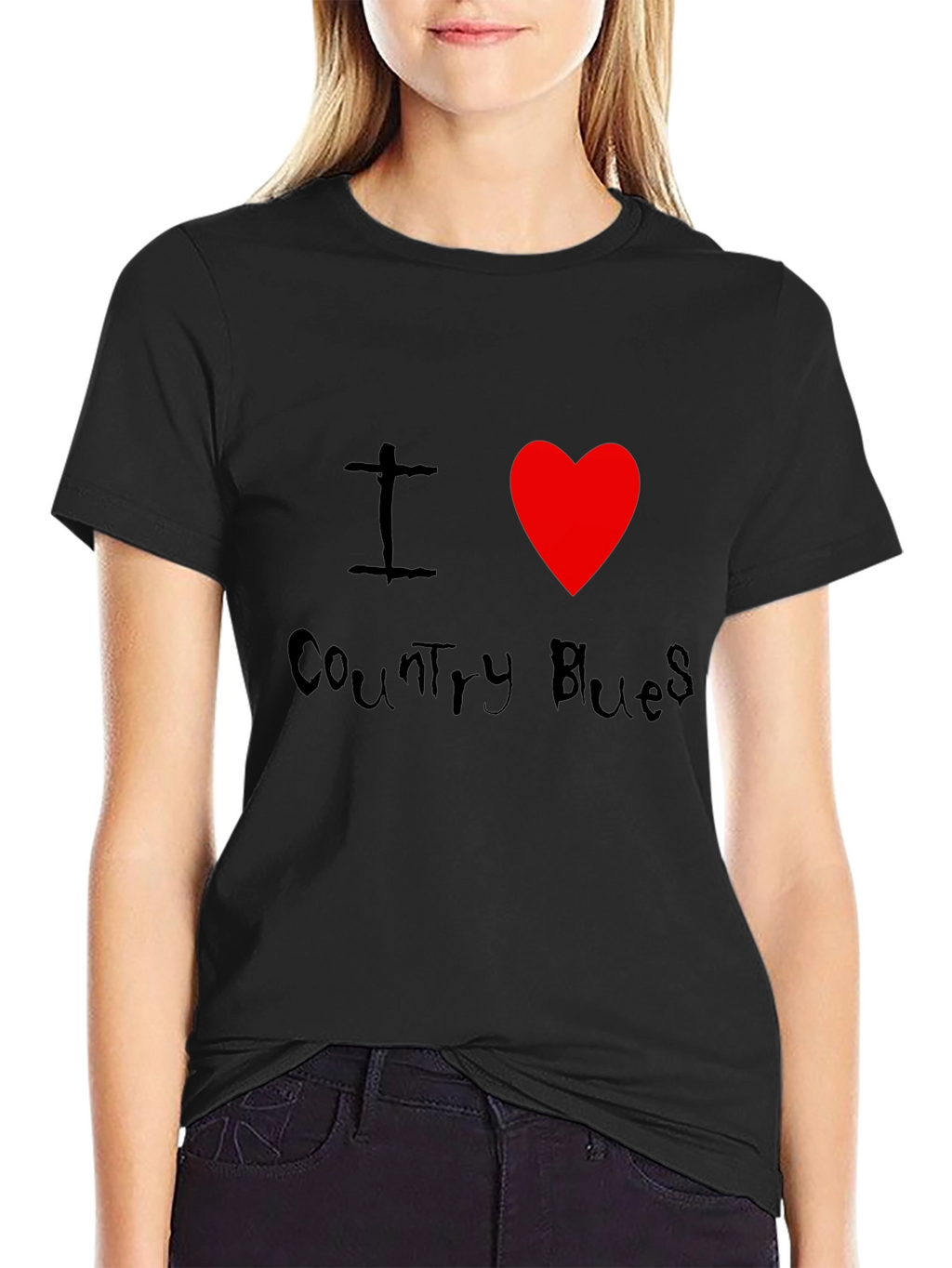 I Heart Country Blues Black T-Shirt