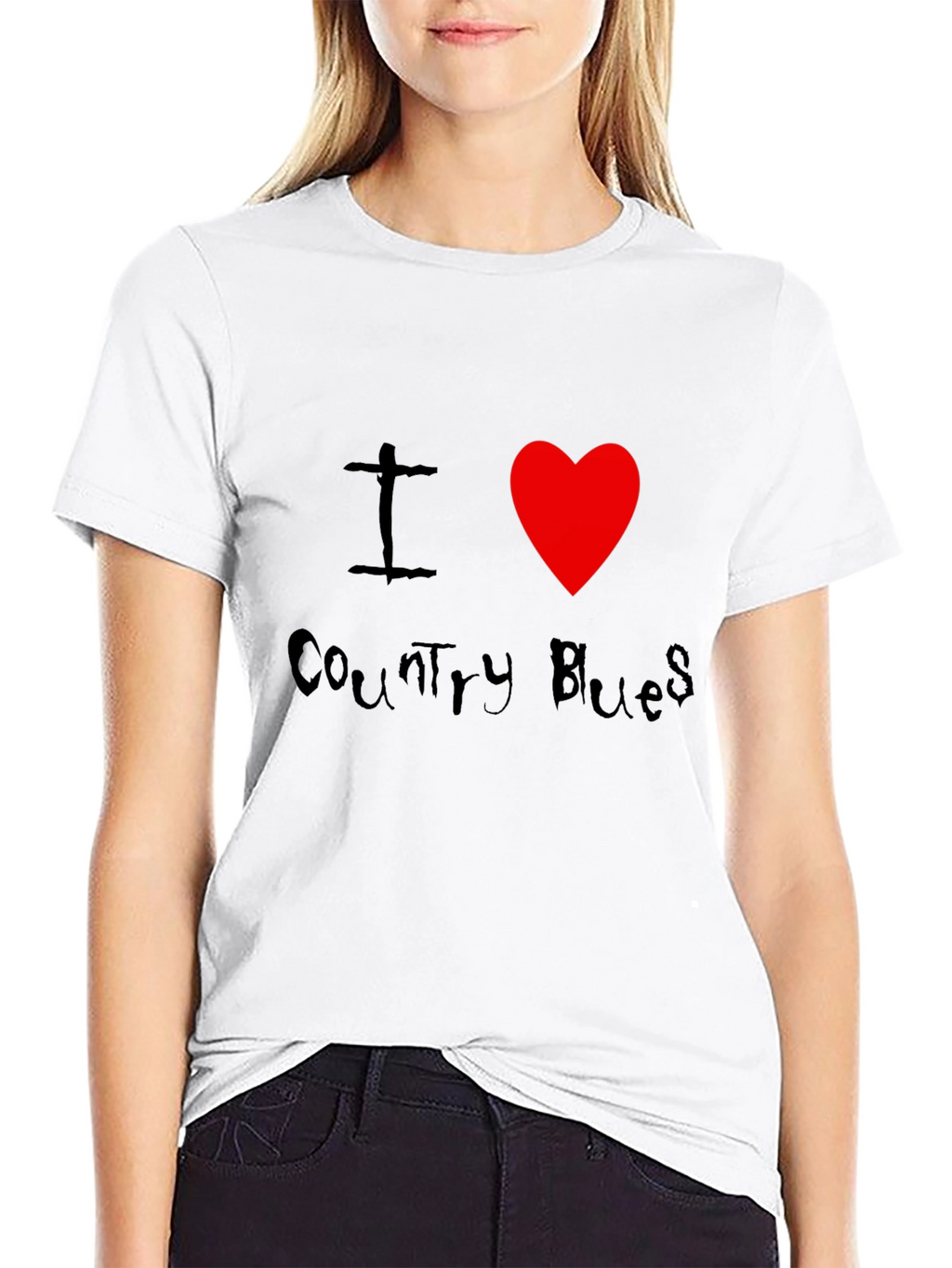 I Heart Country Blues Black T-Shirt