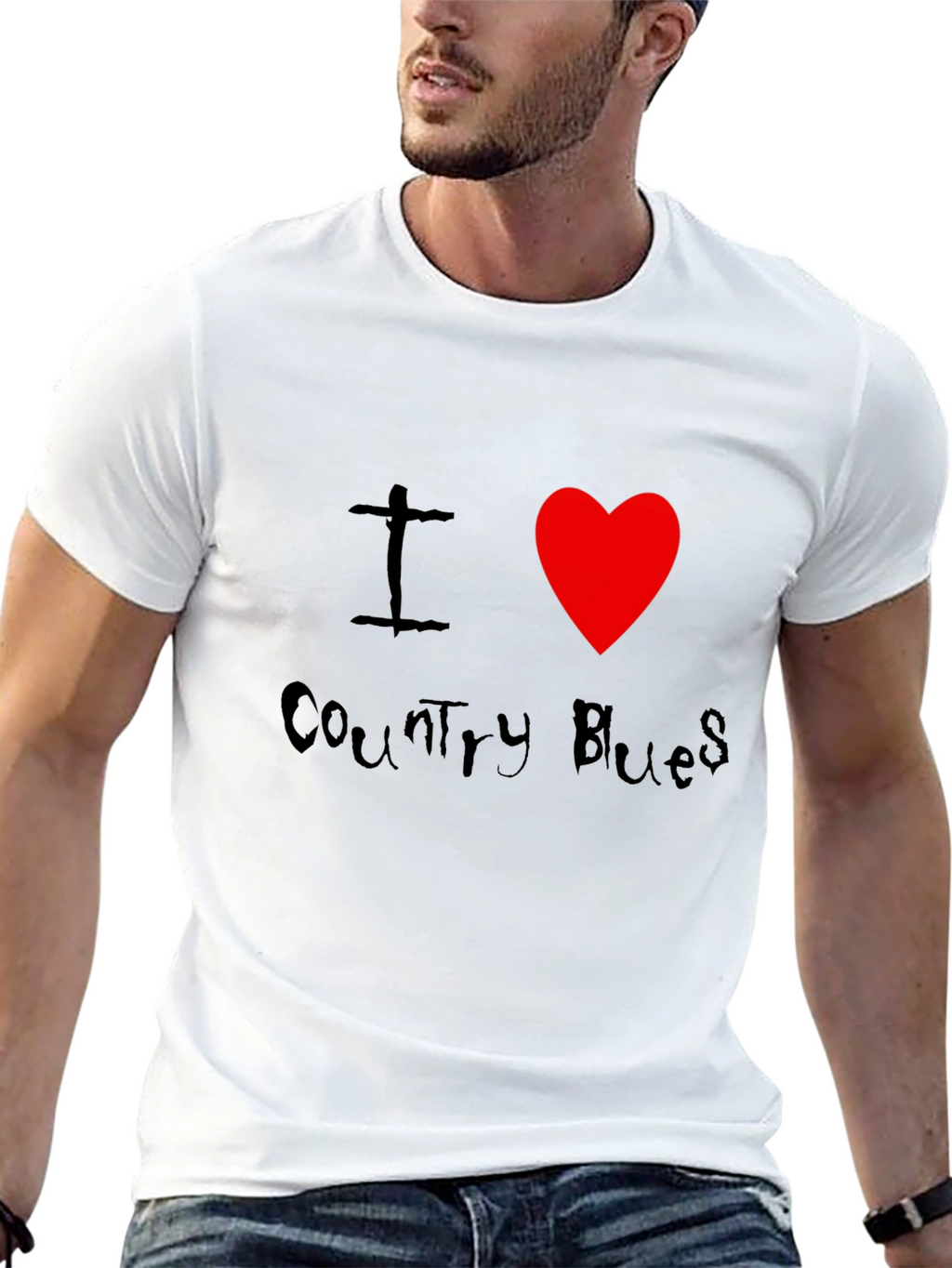 I Heart Country Blues Black T-Shirt