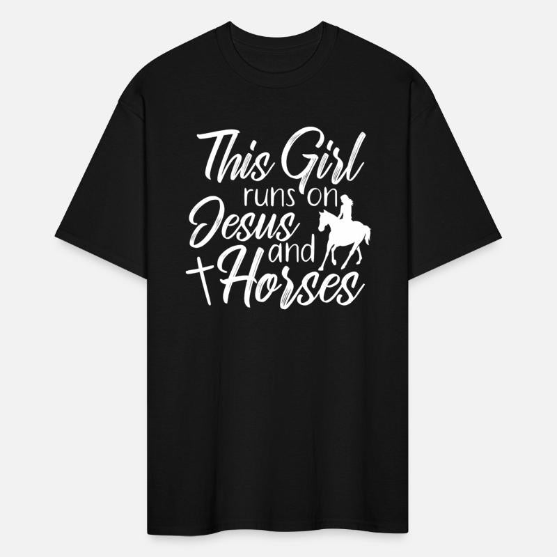 This Girl Runs On Jesus and Horses Religious Shirt