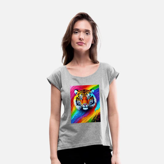 Tiger with rainbow splashes of colors