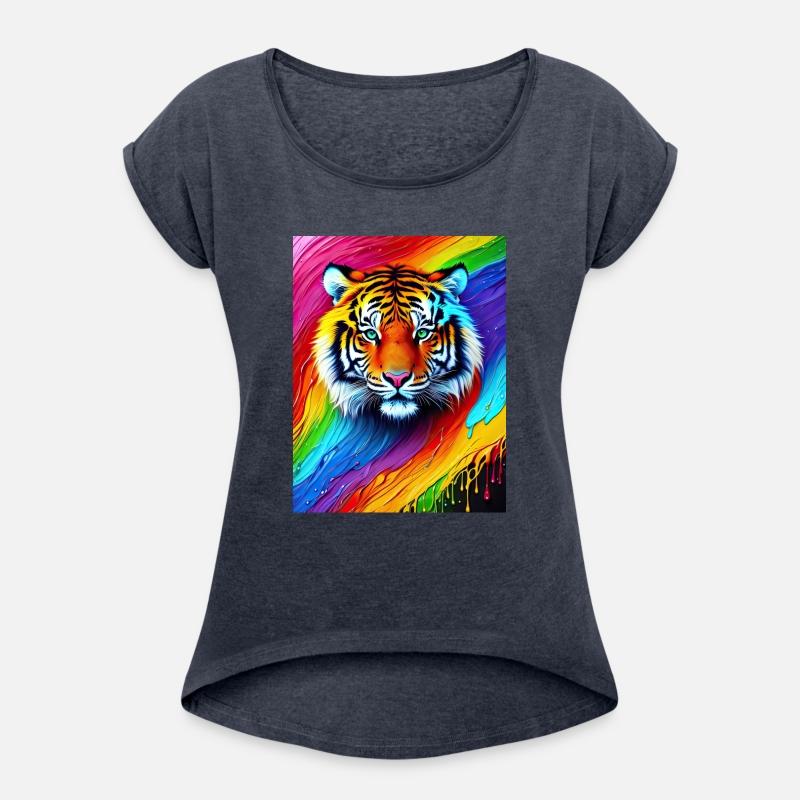 Tiger with rainbow splashes of colors