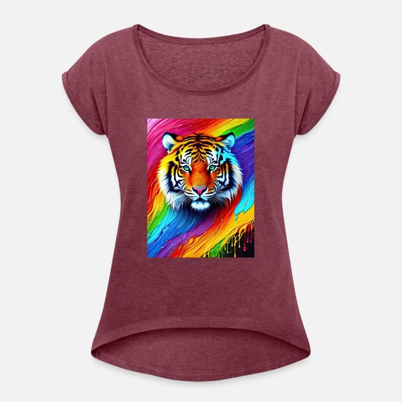 Tiger with rainbow splashes of colors