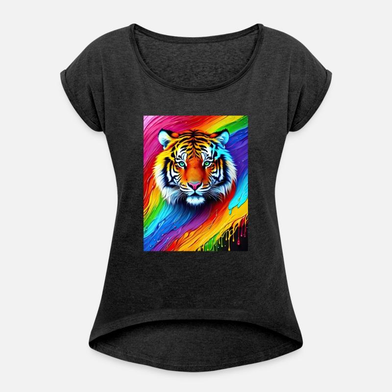 Tiger with rainbow splashes of colors