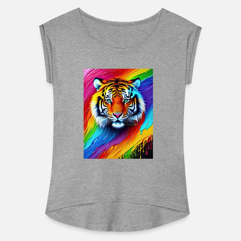 Tiger with rainbow splashes of colors