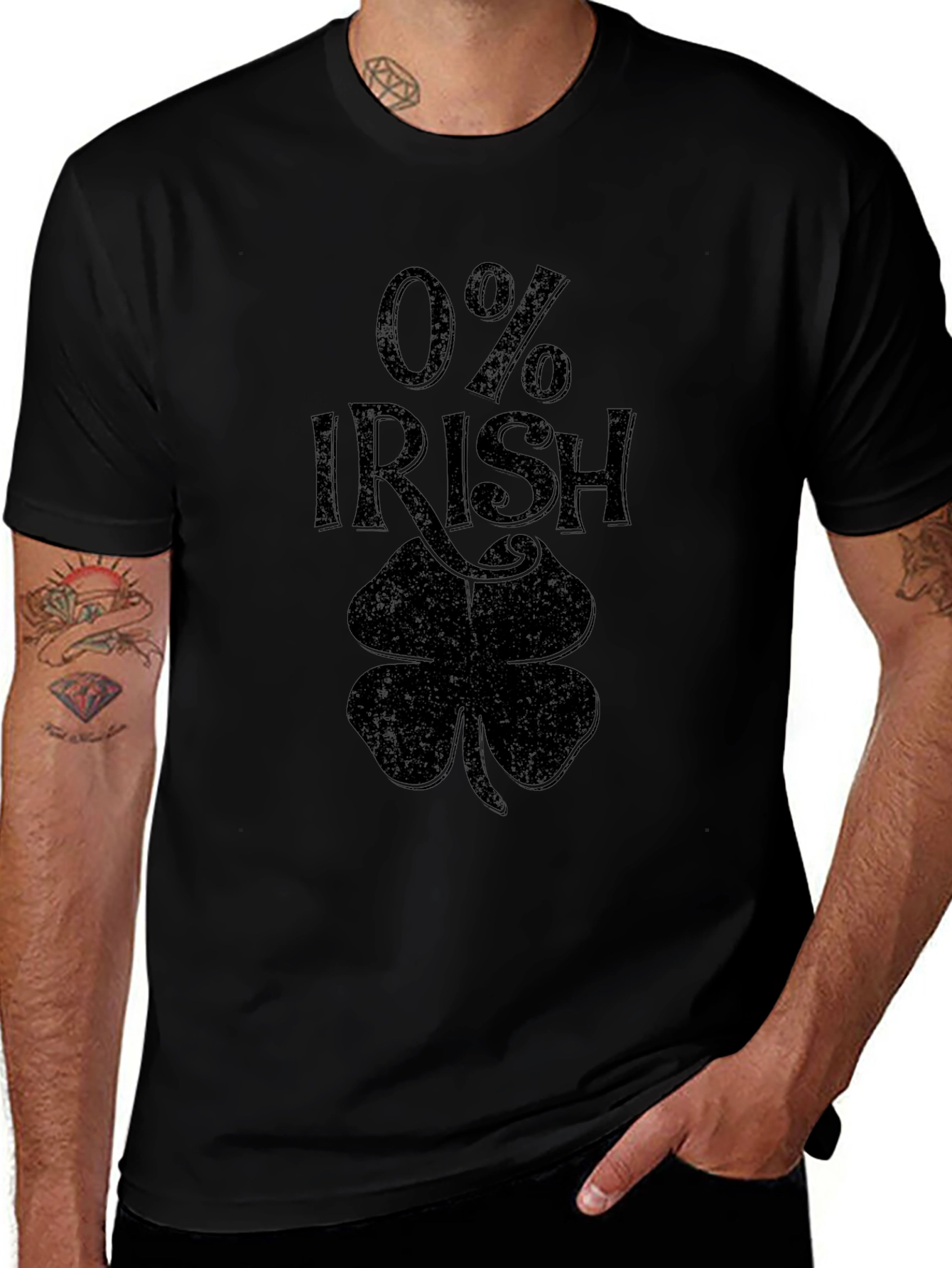 0% Irish Novelty Graphic T-Shirt - Mens Short Sleeve Tee
