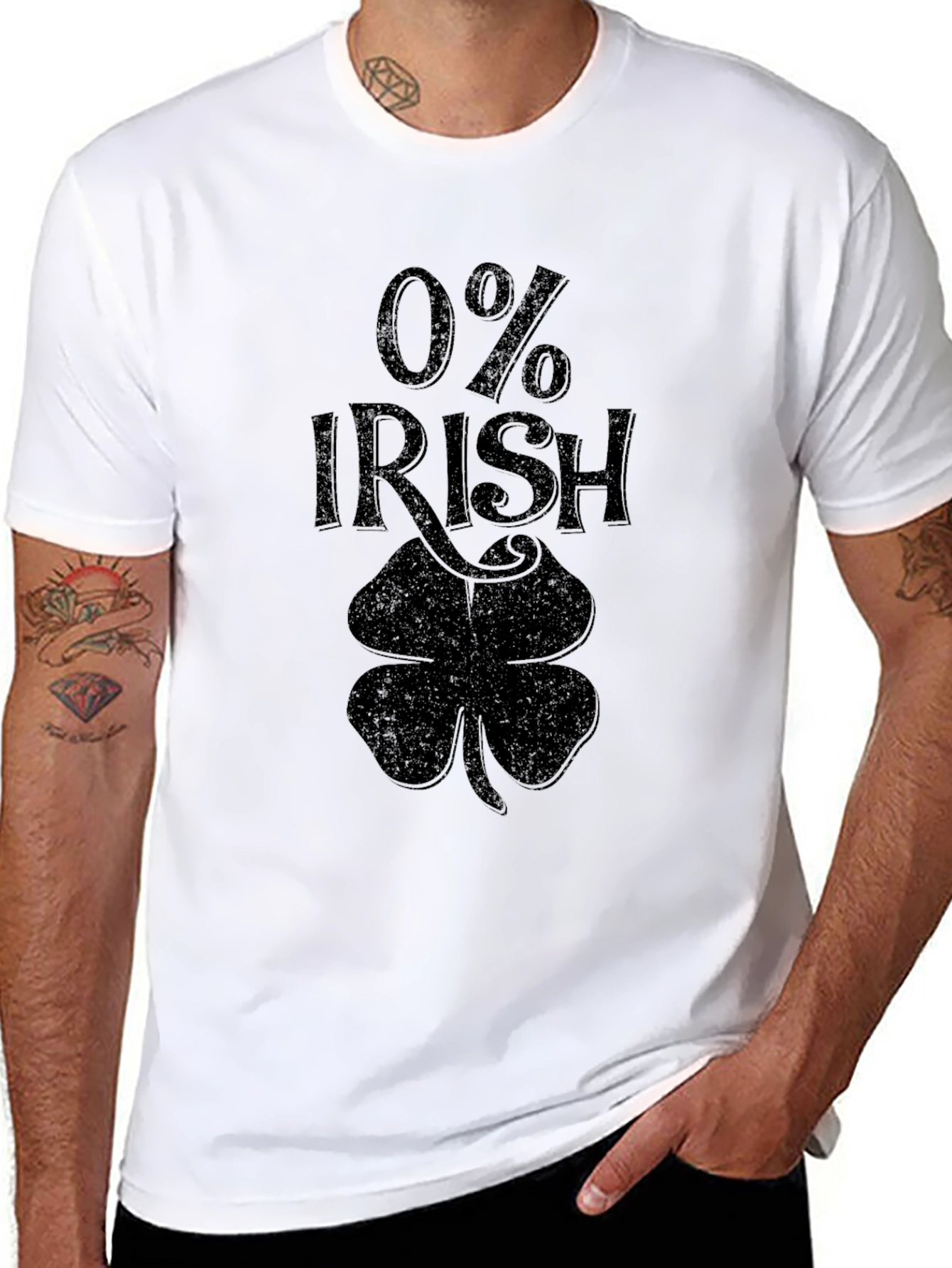 0% Irish Novelty Graphic T-Shirt - Mens Short Sleeve Tee