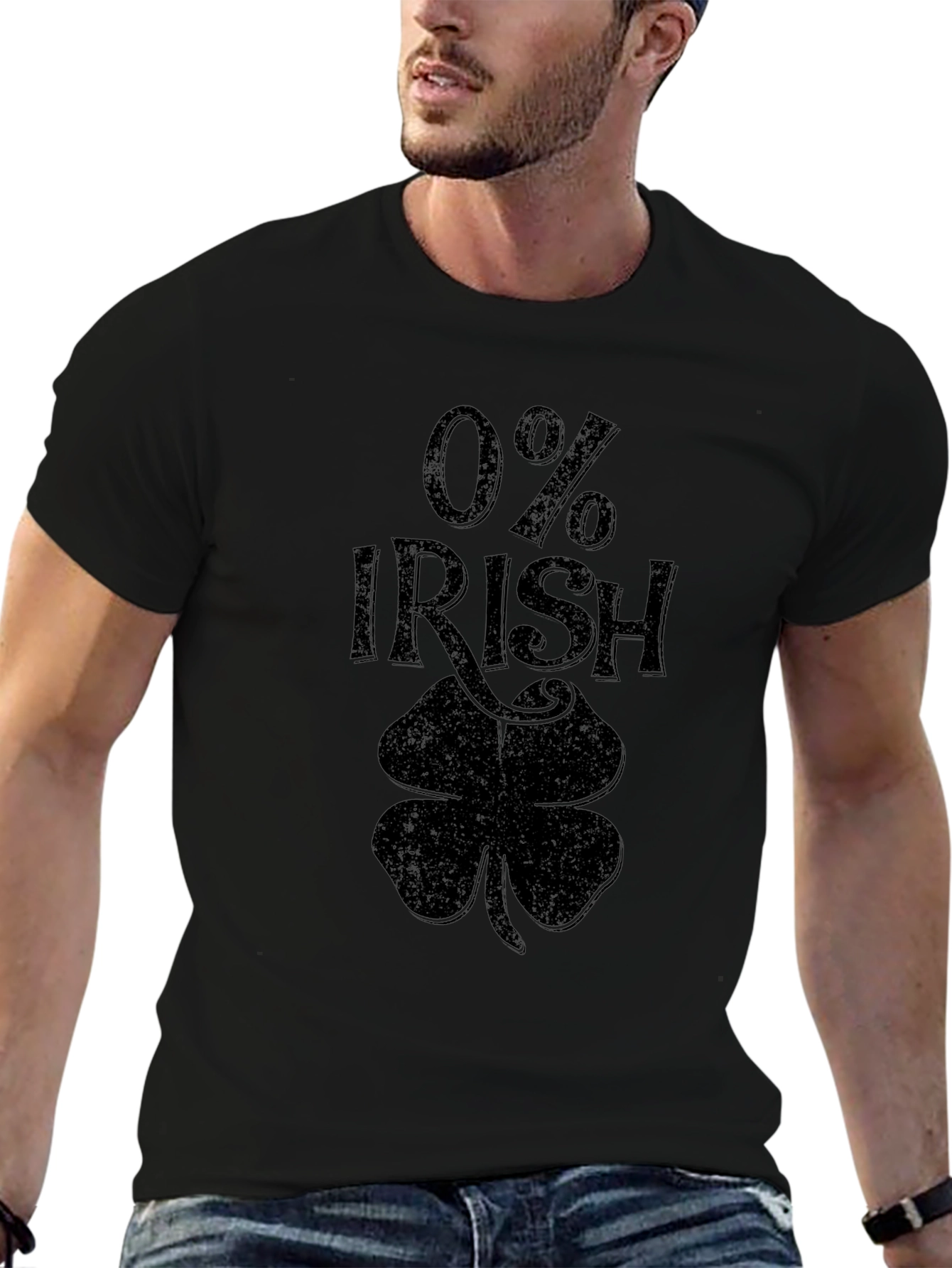 0% Irish Novelty Graphic T-Shirt - Mens Short Sleeve Tee