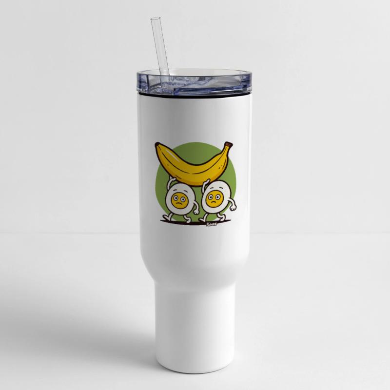 Two Eggs Carrying a Giant Banana