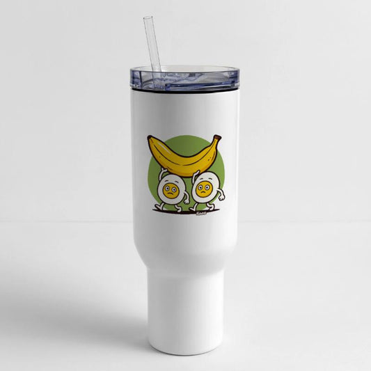 Two Eggs Carrying a Giant Banana