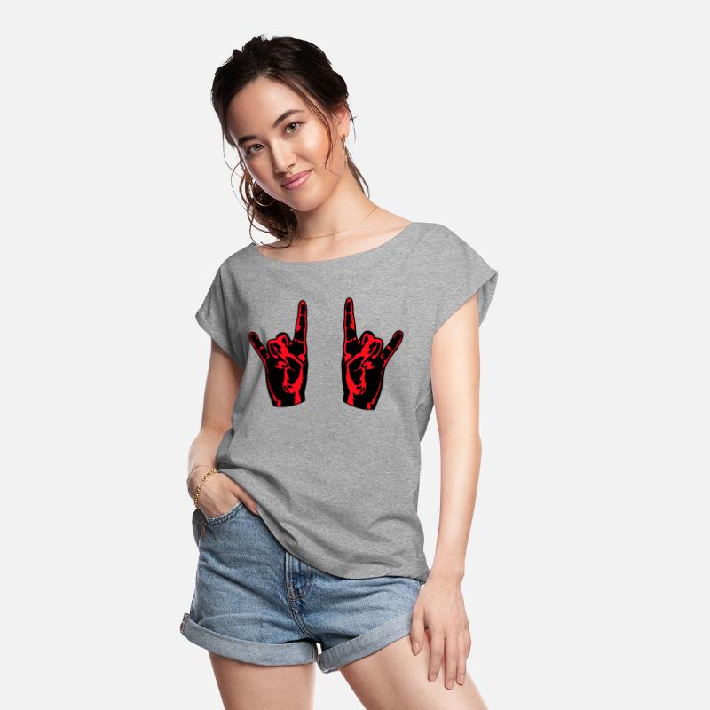 Two heavy metal hard rock horn finger hand gesture