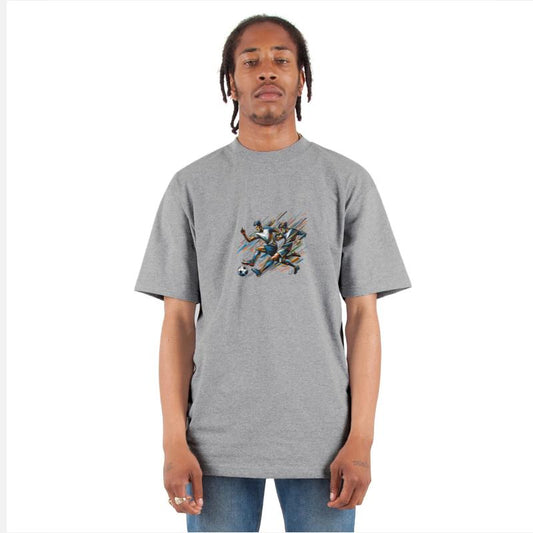 two soccer players in full action for soccer fans