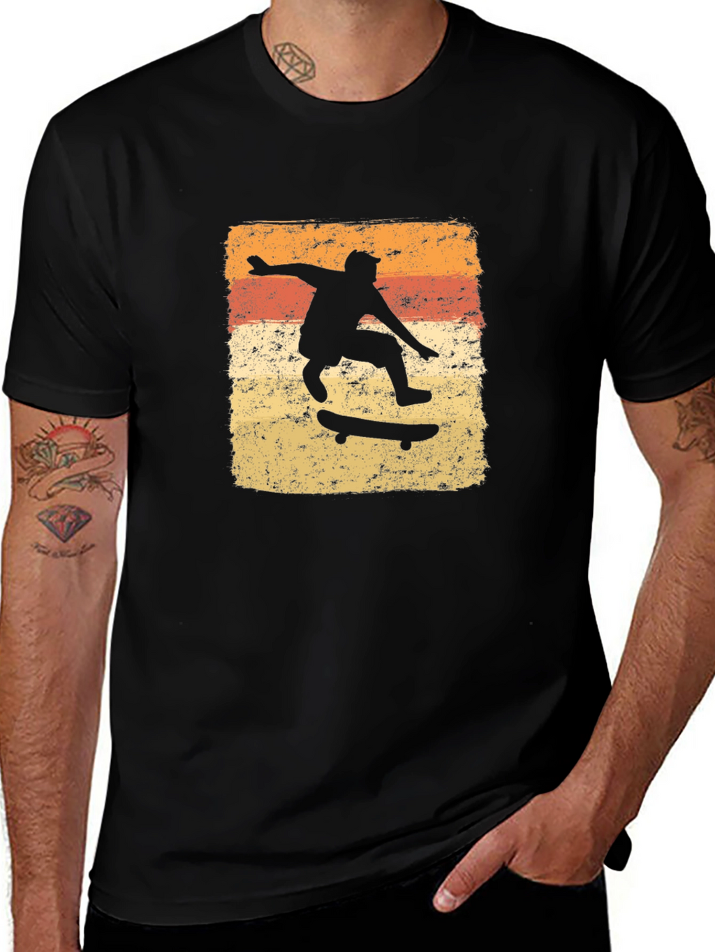 Skateboarding Retro Graphic Tee - Black