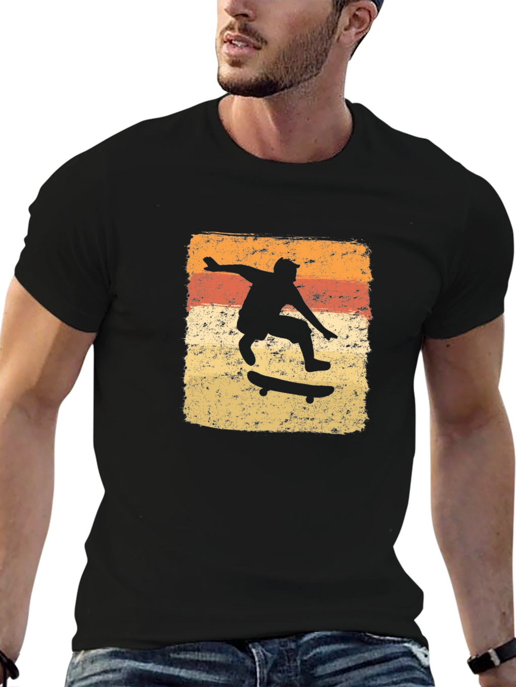 Skateboarding Retro Graphic Tee - Black