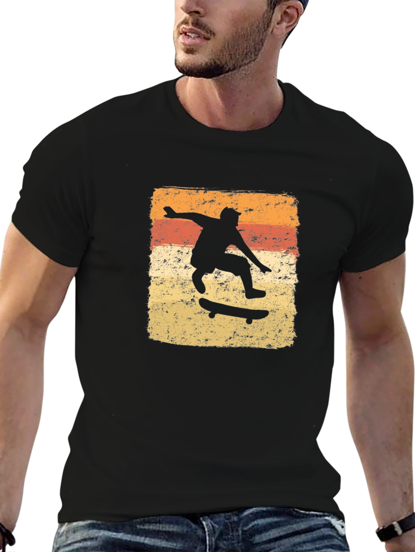 Skateboarding Retro Graphic Tee - Black