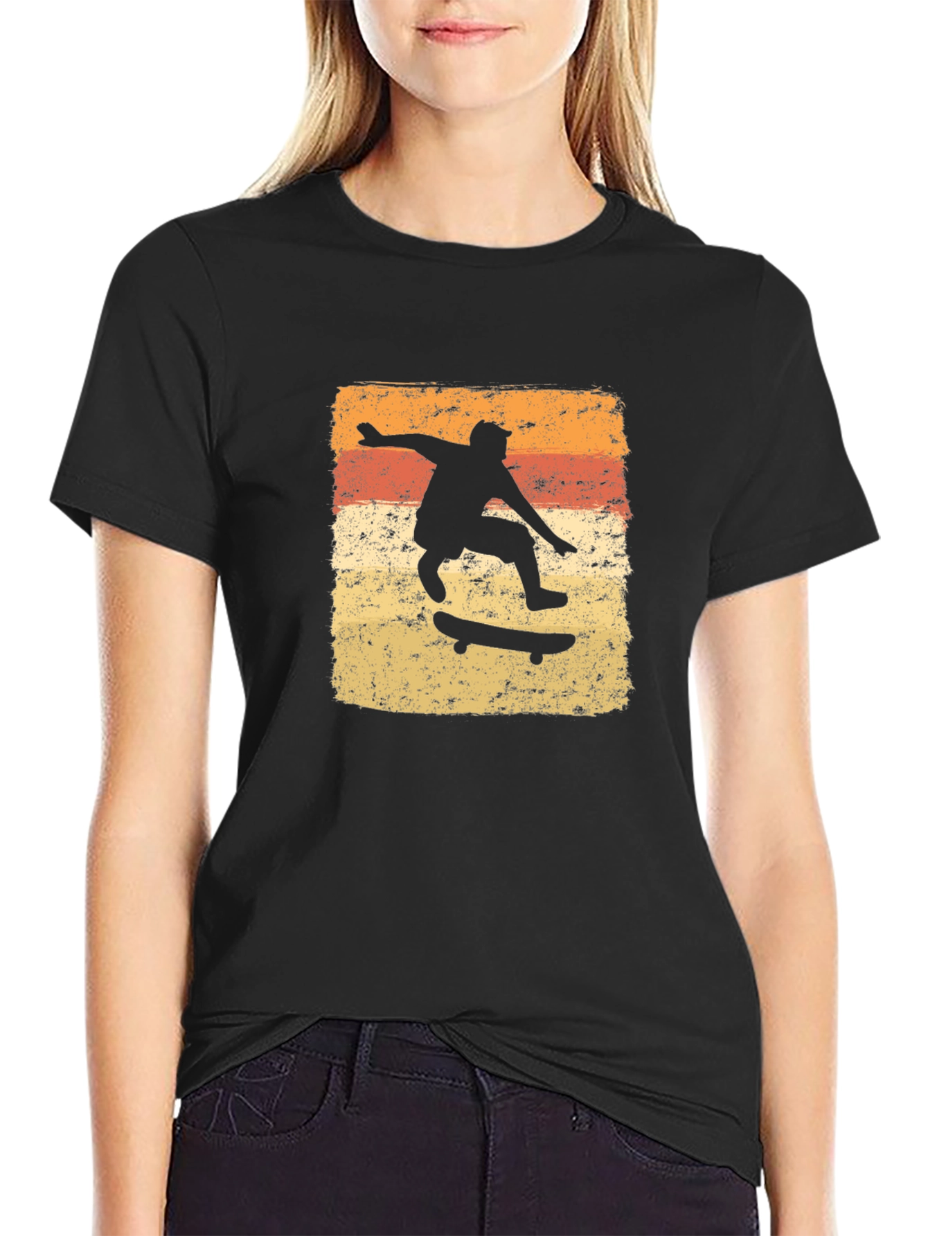 Skateboarding Retro Graphic Tee - Black