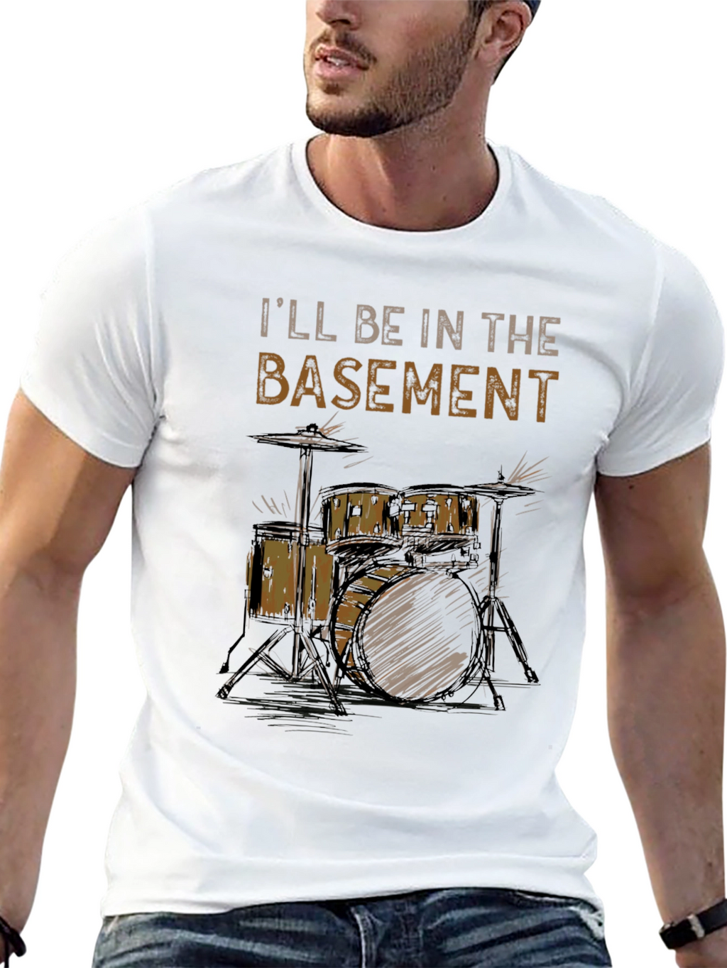 Basement Drummer T-Shirt - Music Lovers Tee