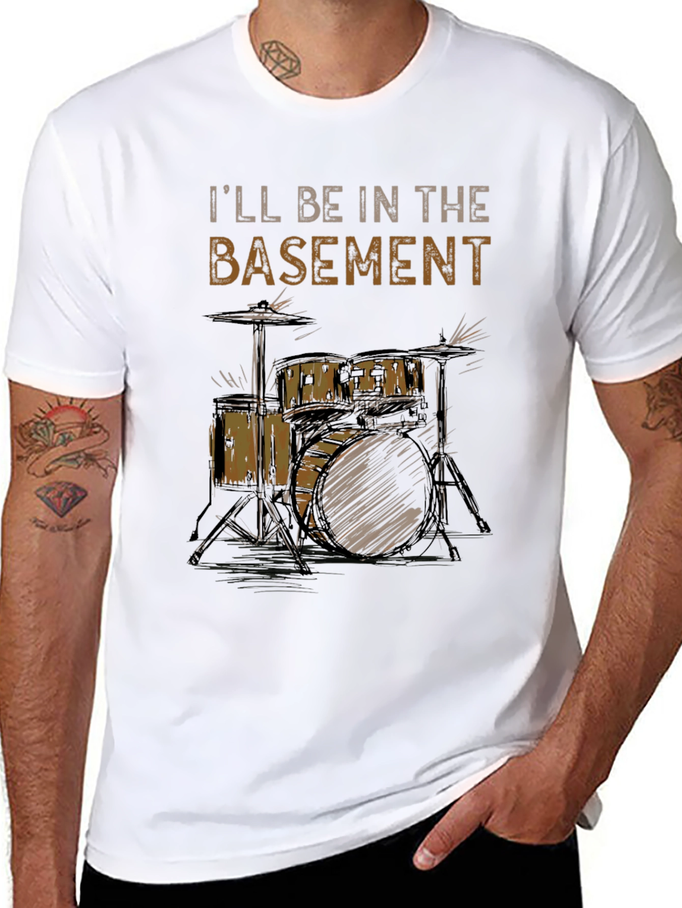 Basement Drummer T-Shirt - Music Lovers Tee
