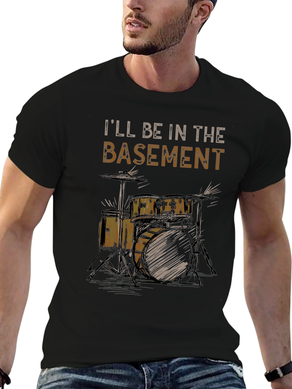 Basement Drummer T-Shirt - Music Lovers Tee