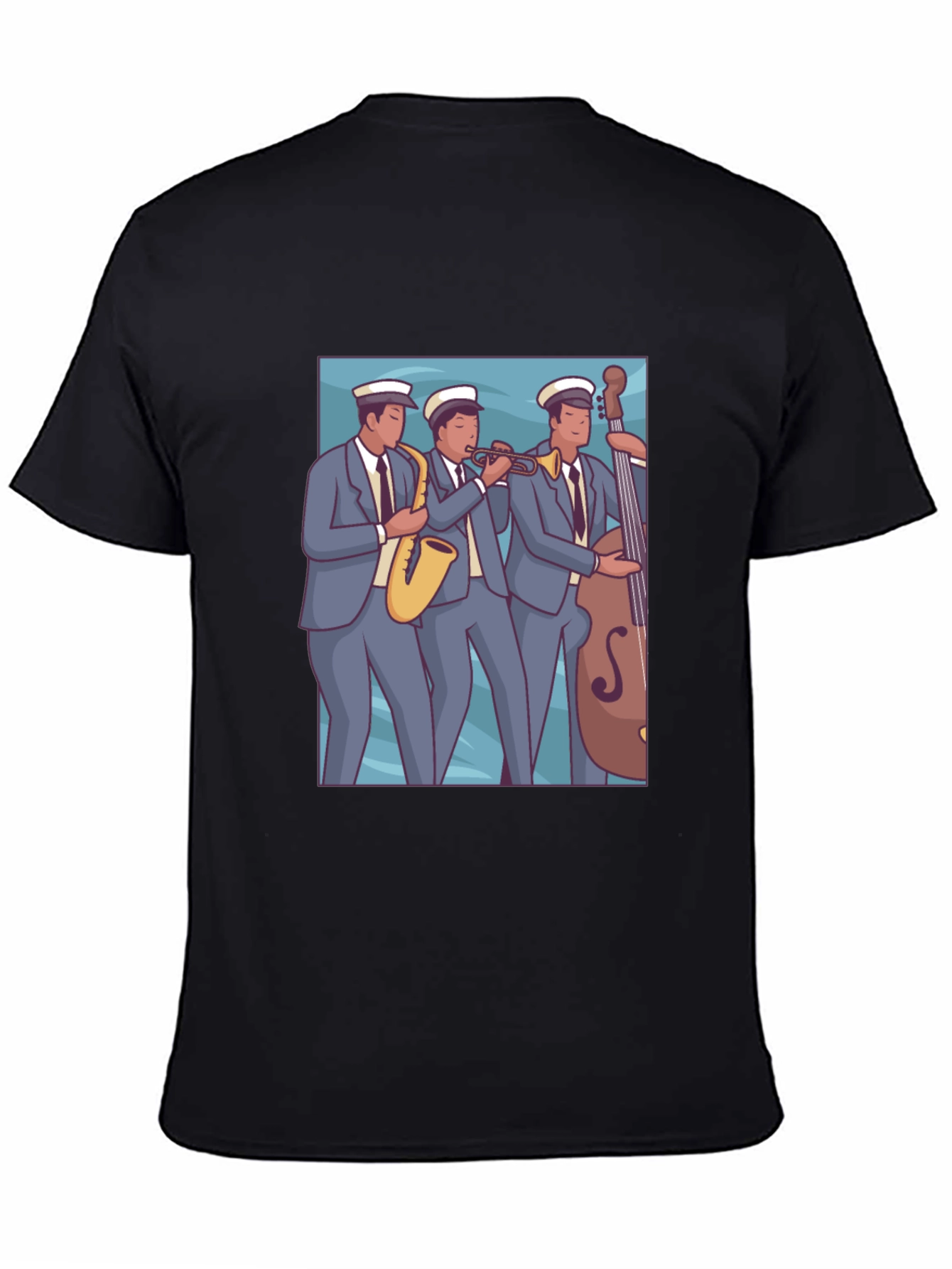 Vintage Jazz Band Graphic Black T-Shirt