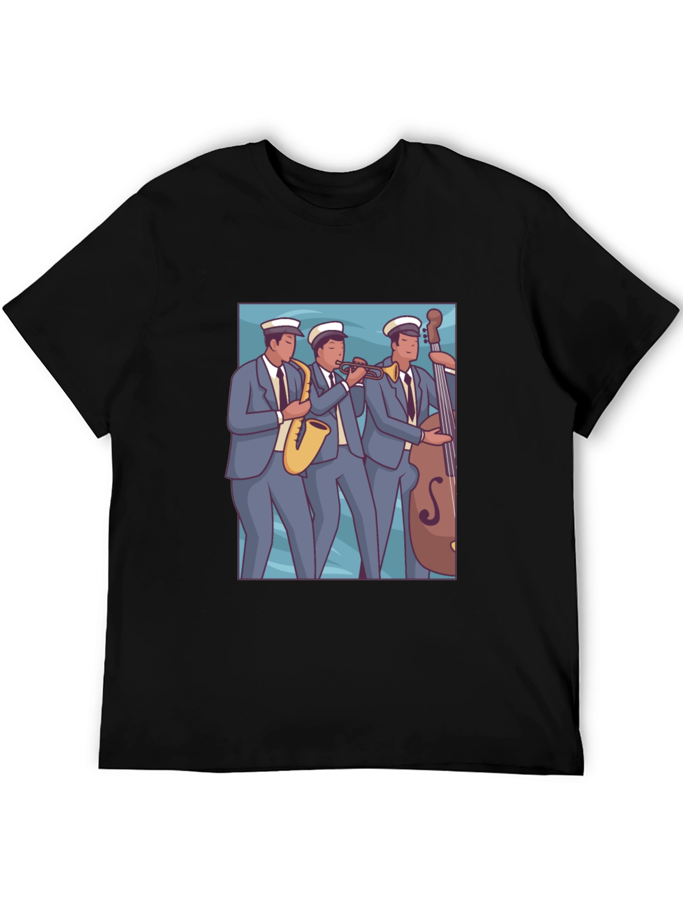 Vintage Jazz Band Graphic Black T-Shirt