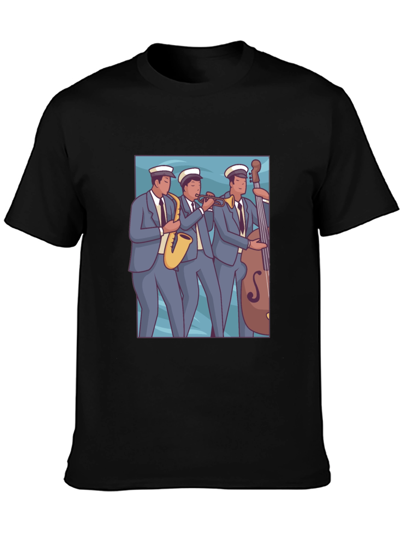 Vintage Jazz Band Graphic Black T-Shirt