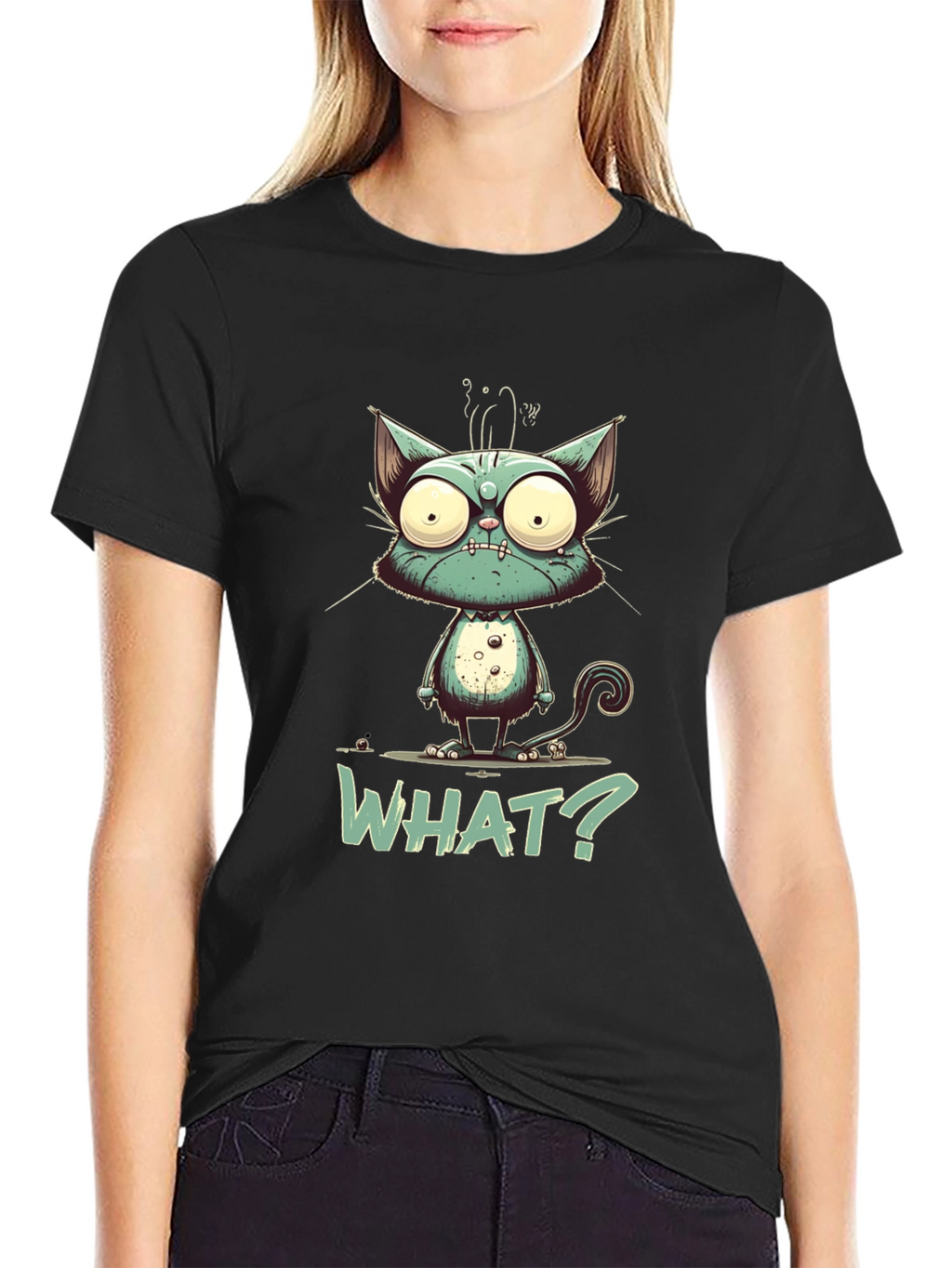 Cartoon Cat WHAT? Graphic Tee - Unisex