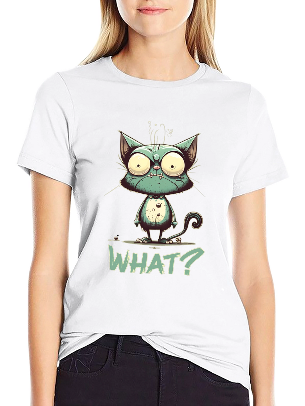 Cartoon Cat WHAT? Graphic Tee - Unisex