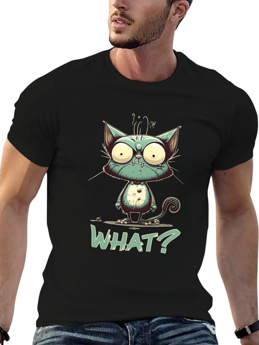 Cartoon Cat WHAT? Graphic Tee - Unisex