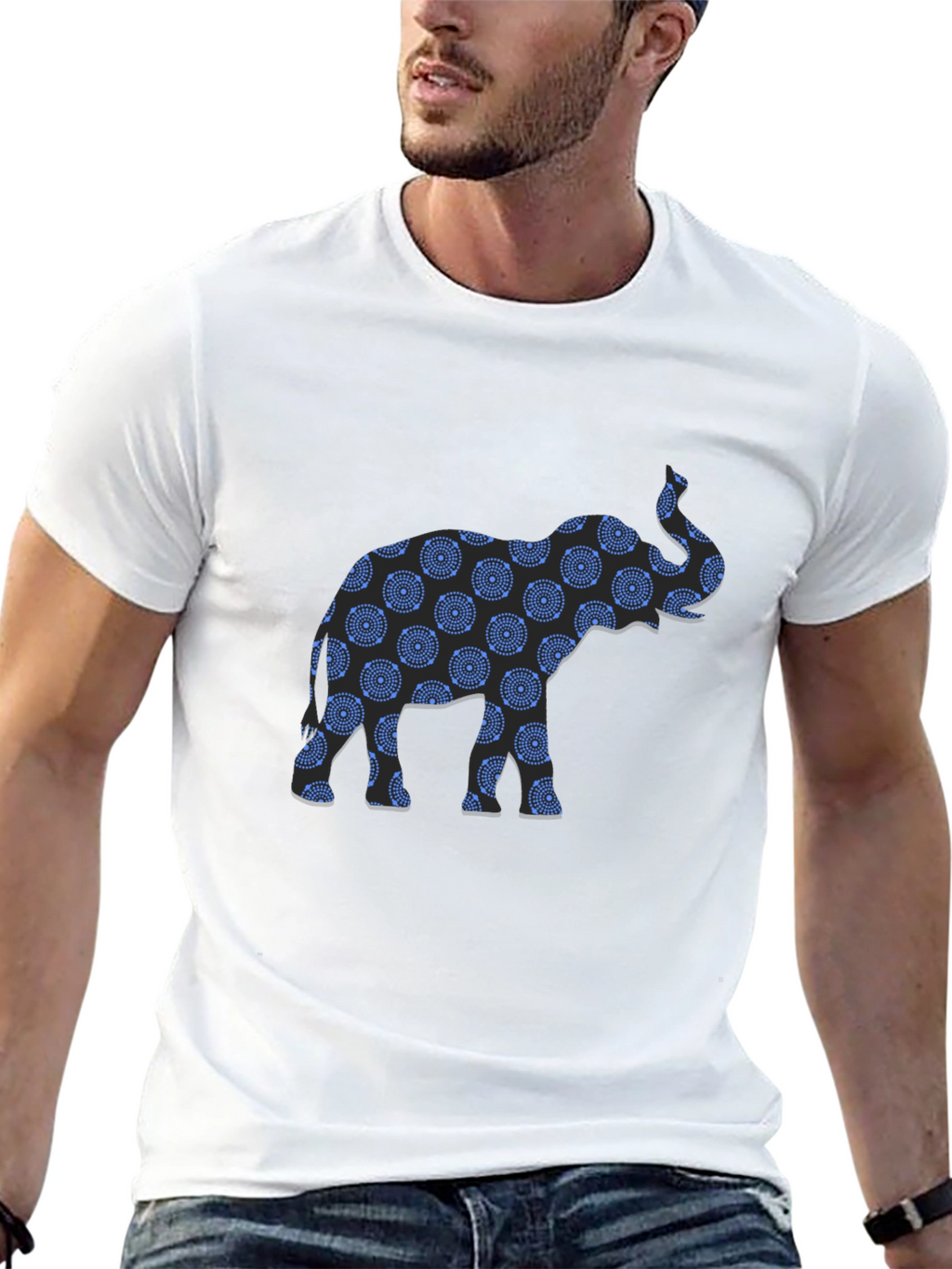 Elephant Print Black T-Shirt