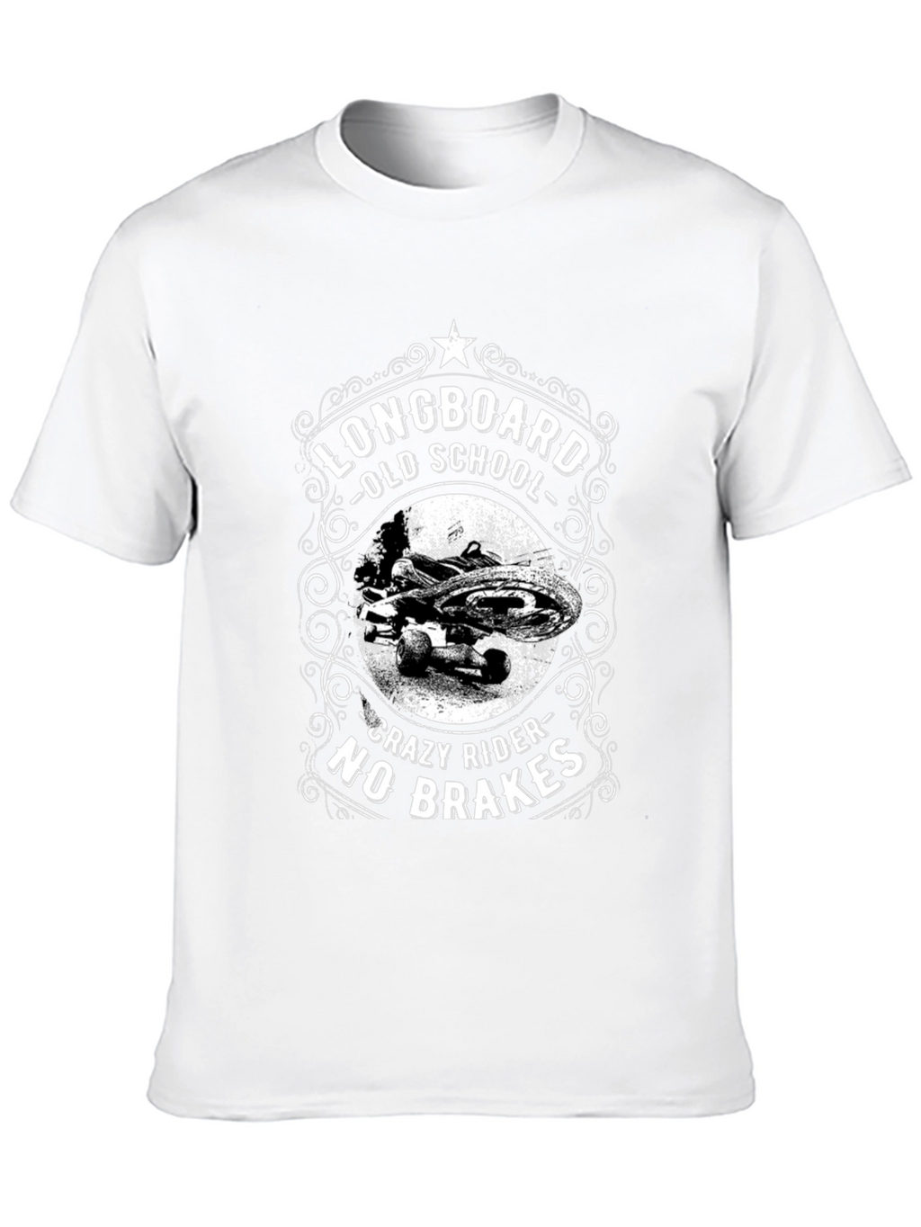 Longboard Old School T-Shirt - Crazy Rider No Brakes