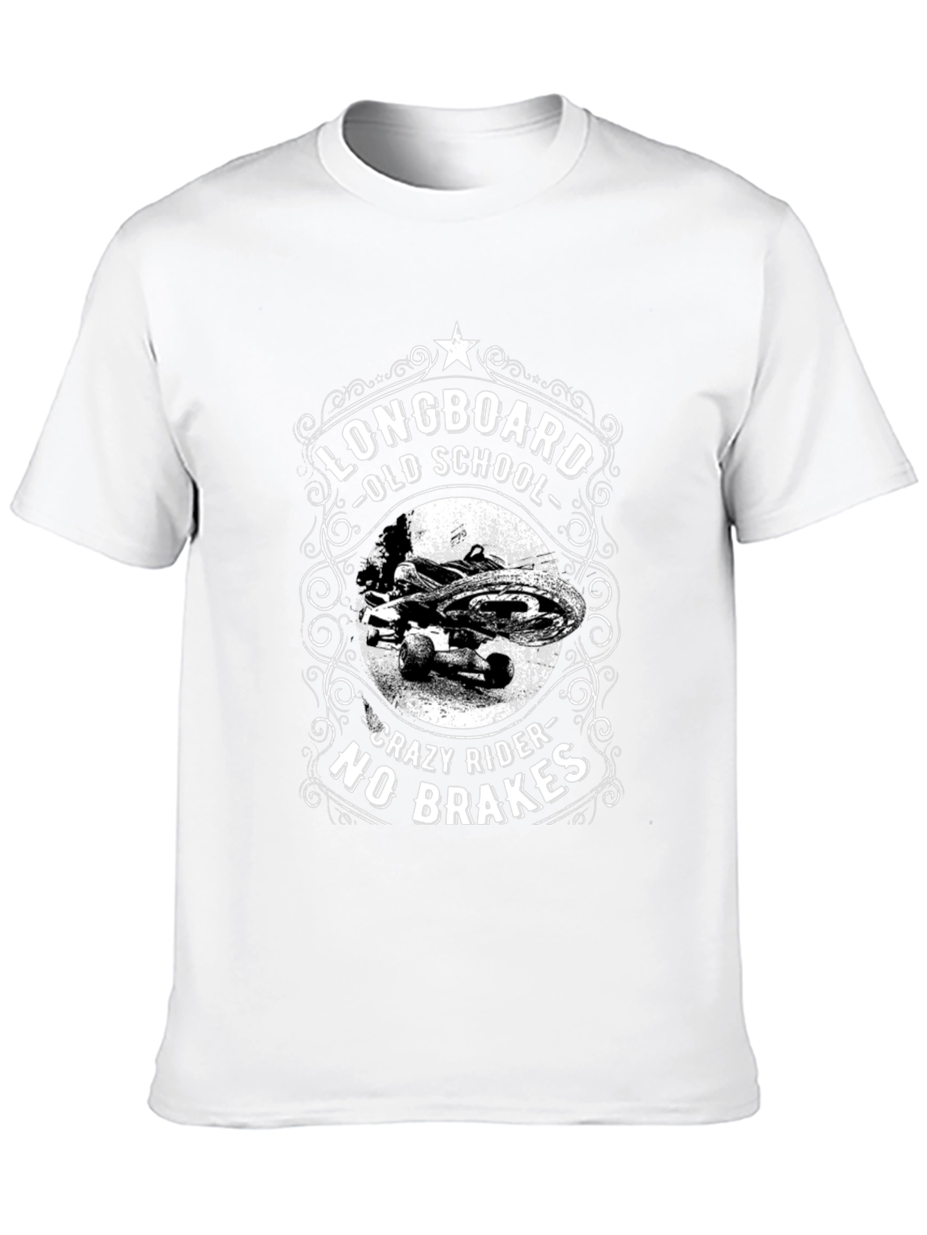 Longboard Old School T-Shirt - Crazy Rider No Brakes