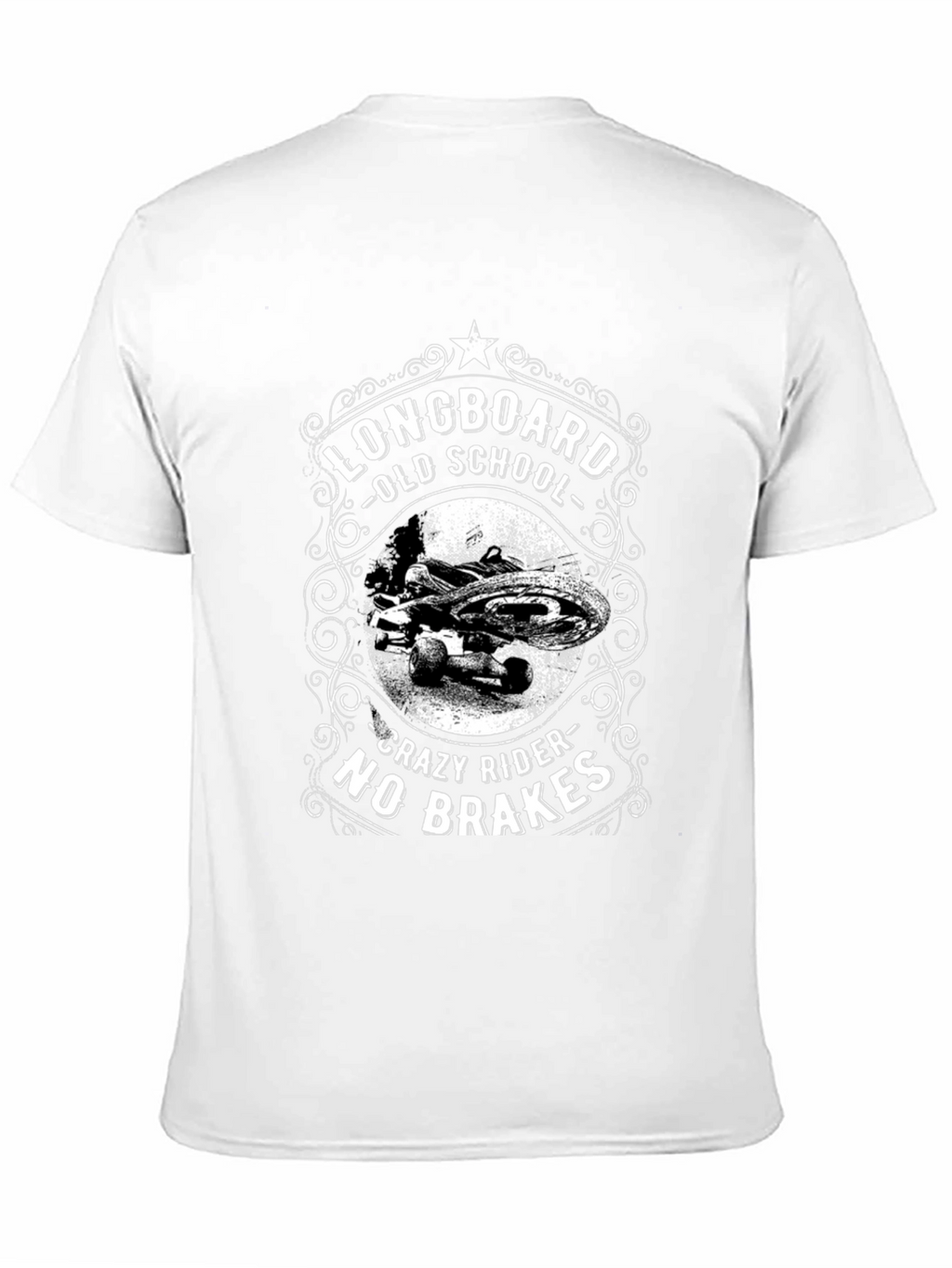 Longboard Old School T-Shirt - Crazy Rider No Brakes