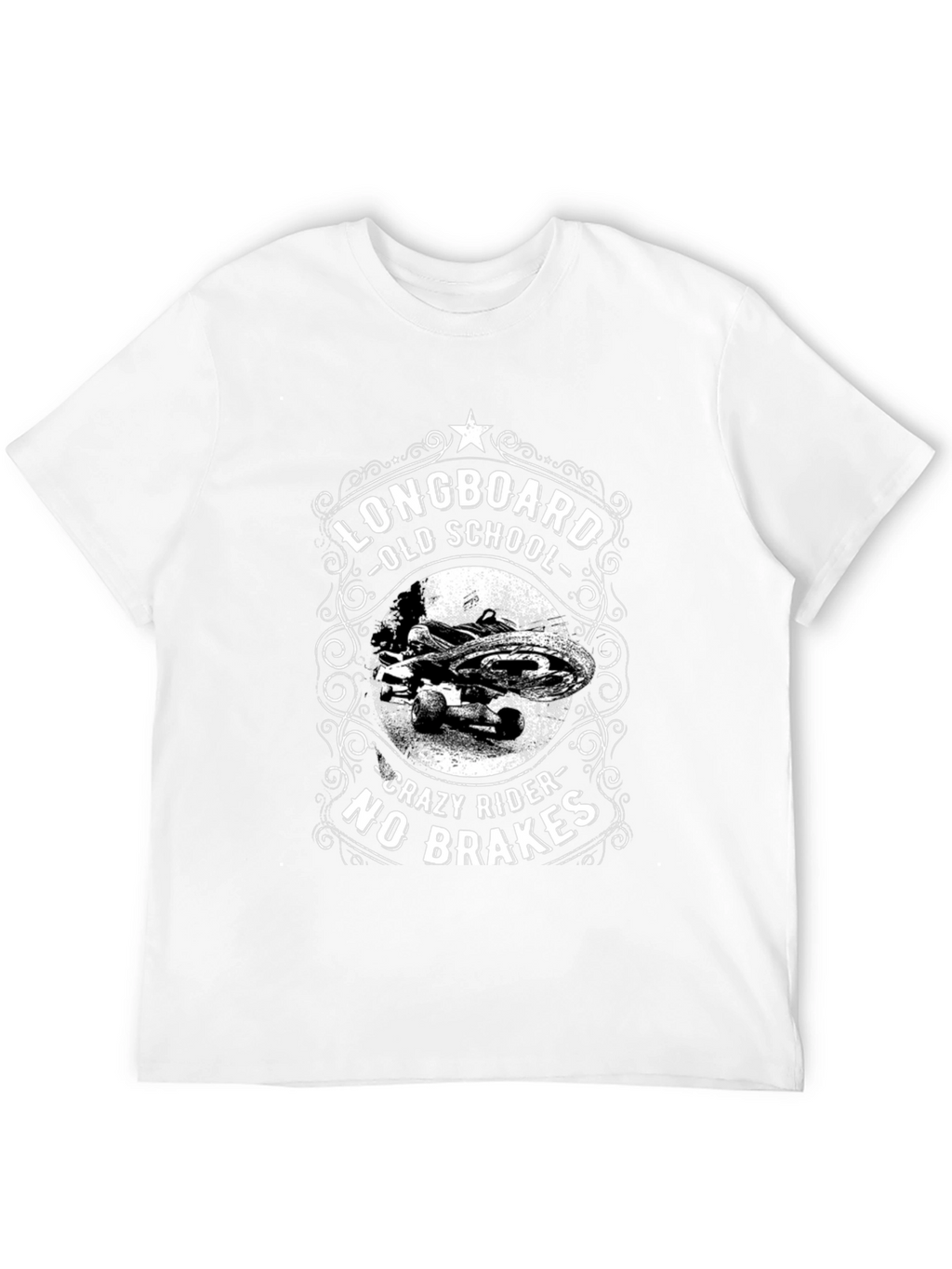 Longboard Old School T-Shirt - Crazy Rider No Brakes