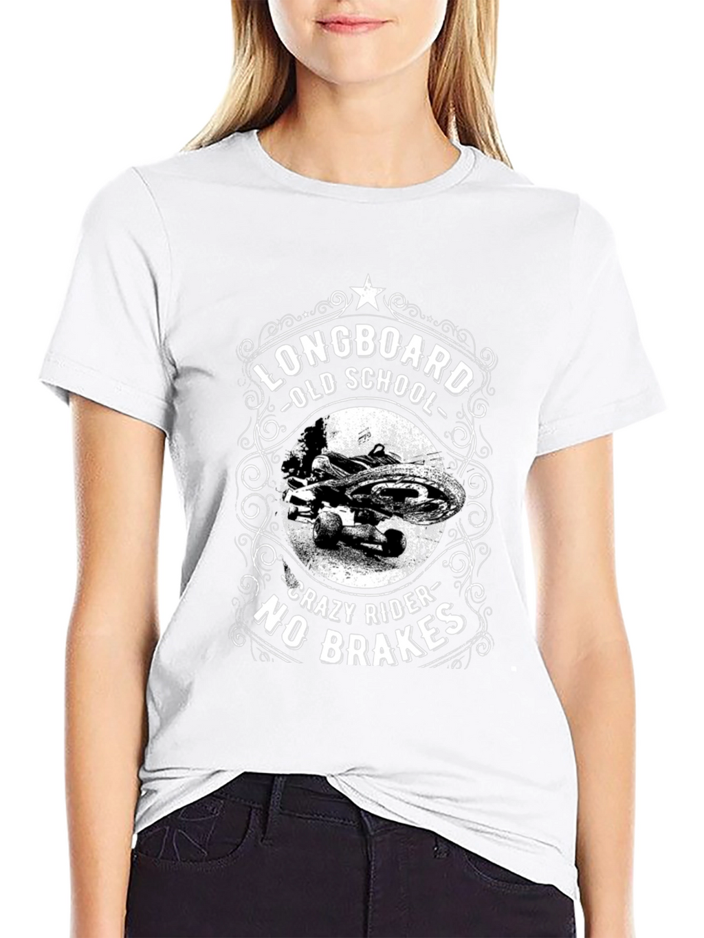 Longboard Old School T-Shirt - Crazy Rider No Brakes