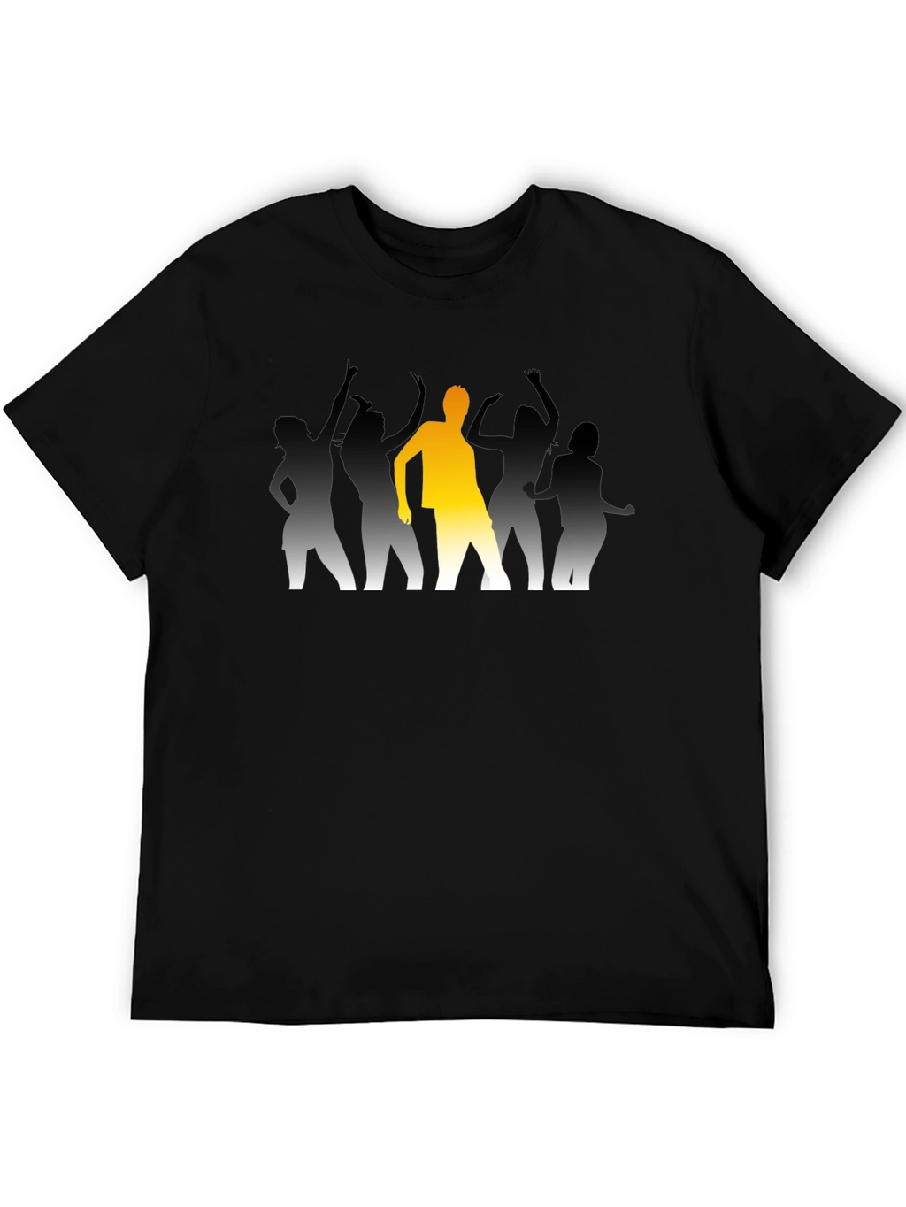 Dancing Crowd Graphic Tee - Black Cotton