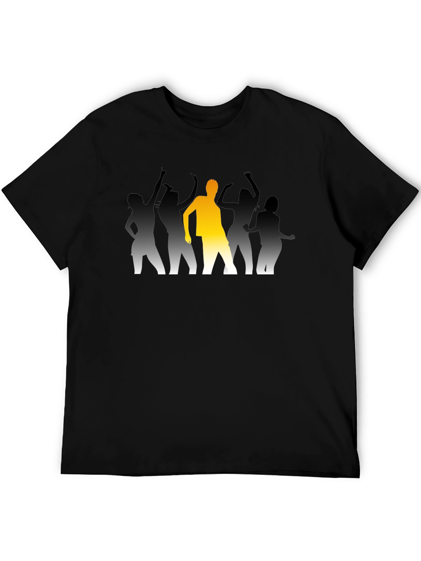 Dancing Crowd Graphic Tee - Black Cotton