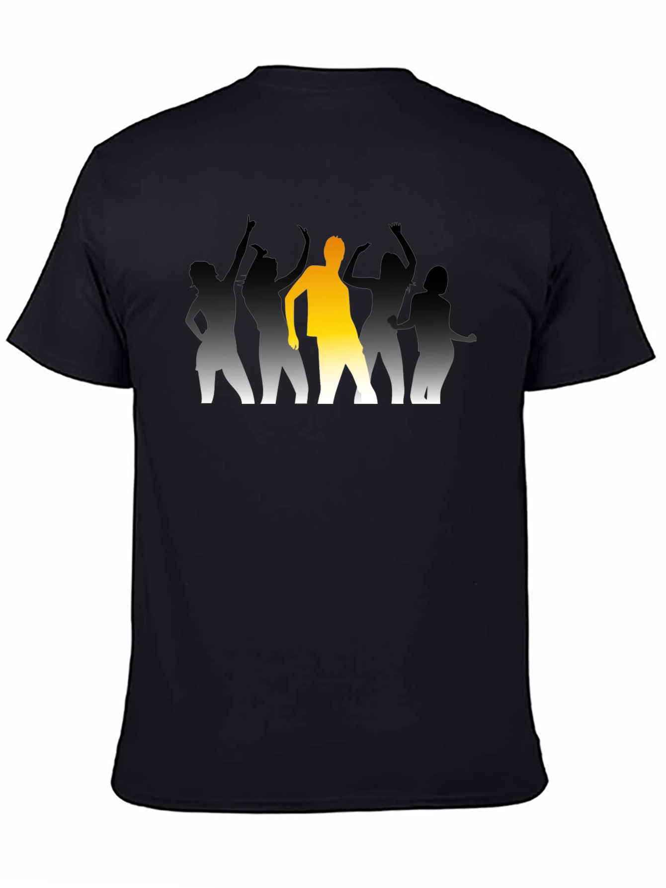 Dancing Crowd Graphic Tee - Black Cotton