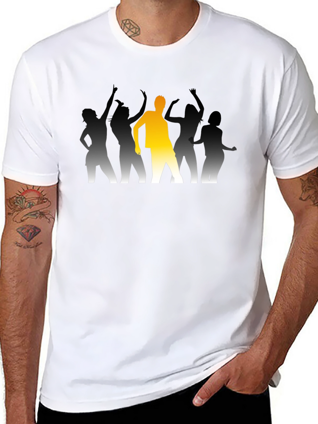 Dancing Crowd Graphic Tee - Black Cotton