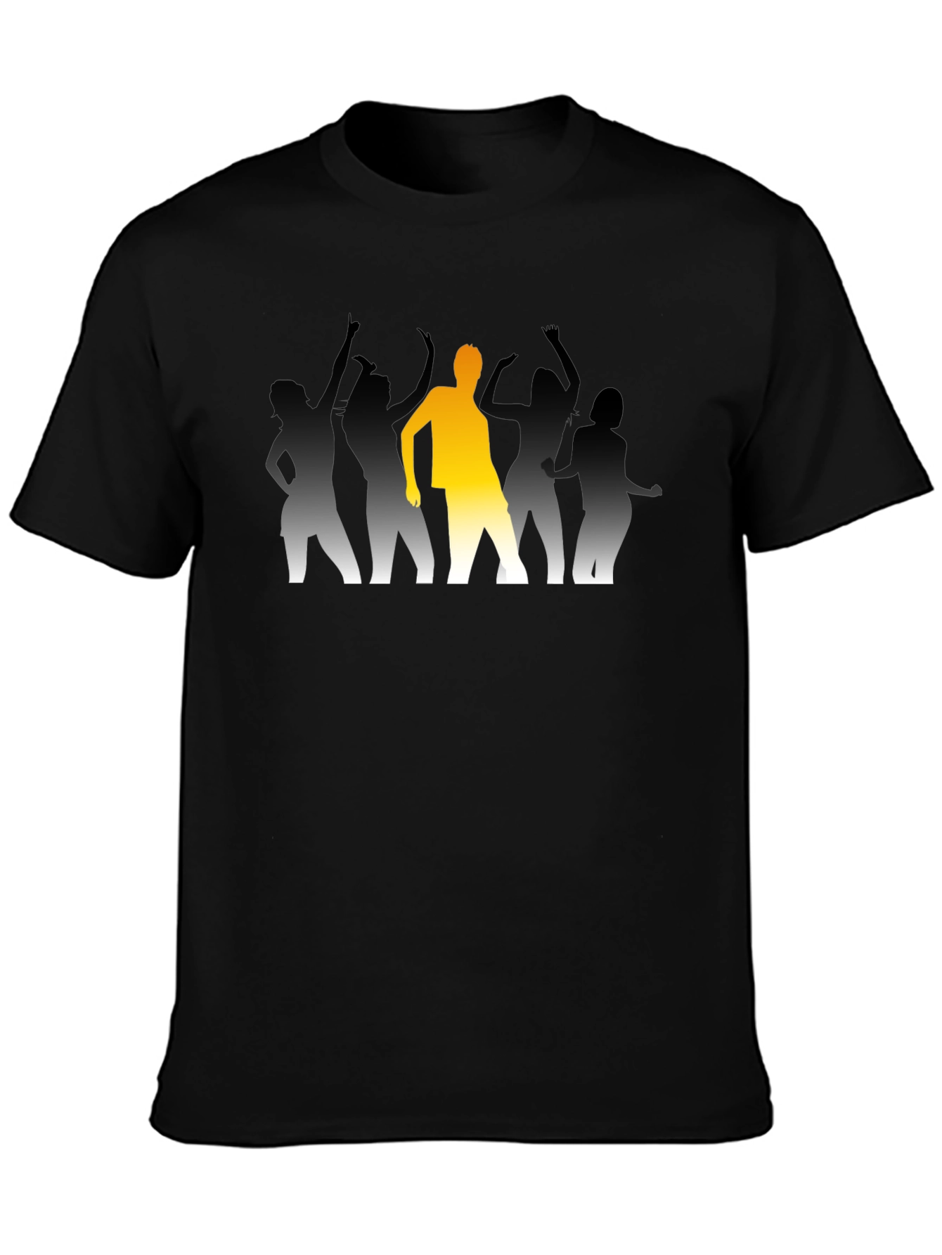 Dancing Crowd Graphic Tee - Black Cotton