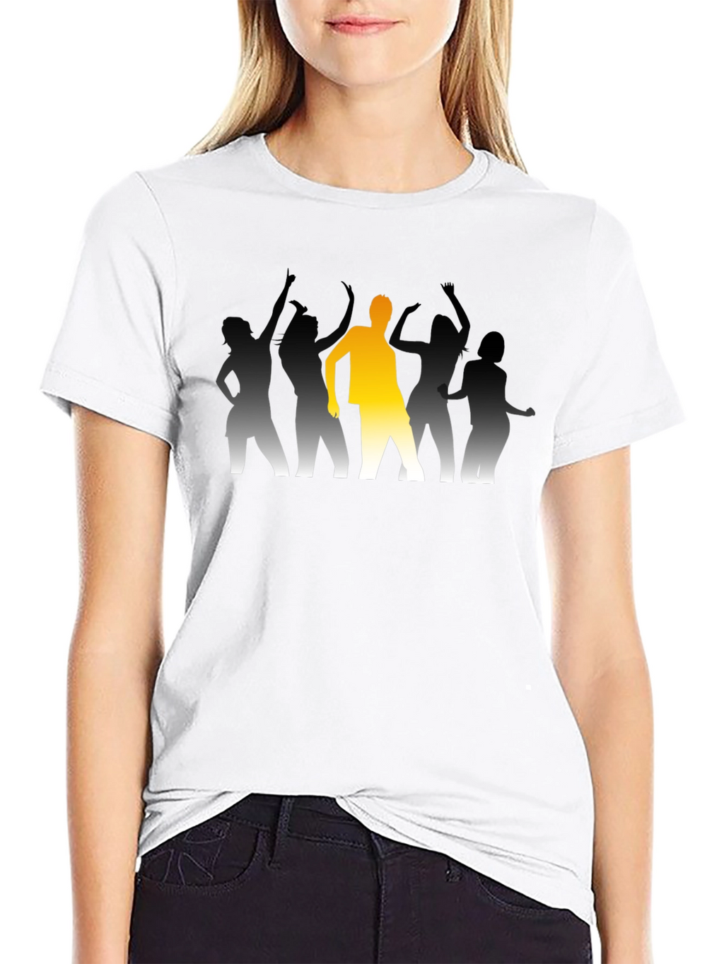 Dancing Crowd Graphic Tee - Black Cotton